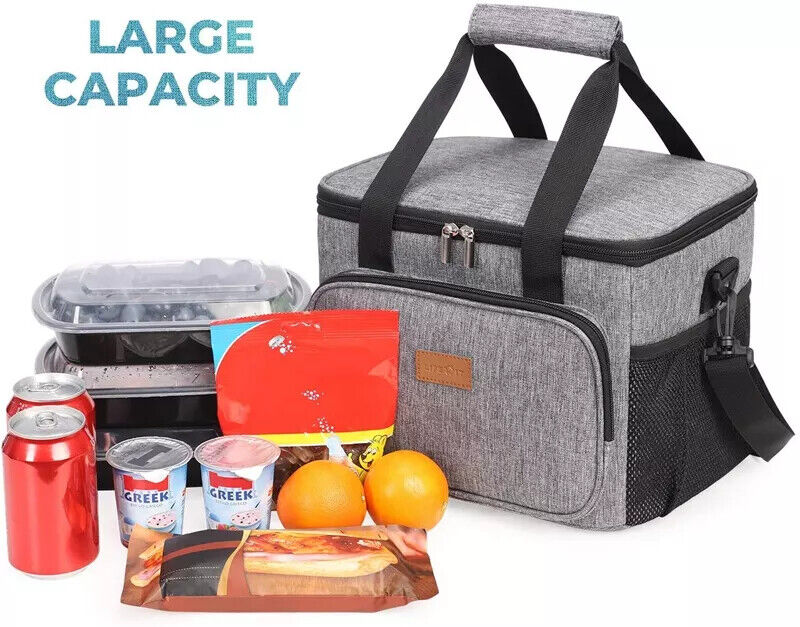 KD Insulated Lunch Bag 15L, Portable Cooler Bag/Lunch Box with Insulated Layer for Picnic, Beach, Work, and Travel, hot and Cold Storage, Leakproof