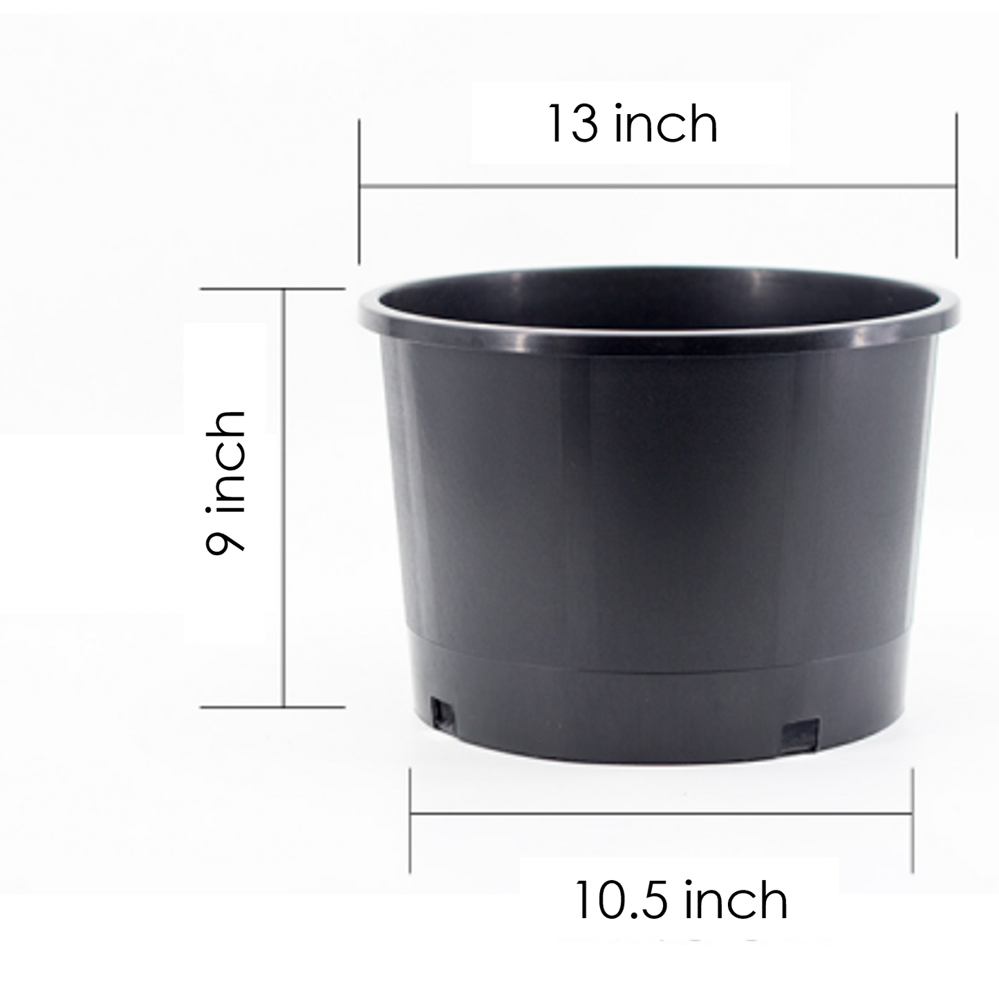 KD Black Nursery Pots, 5 Gallon Short, Plastic Garden Planters, Pots for Flower Seedlings, Injection Molded, Indoor Outdoor Plants Seedlings Vegetables and Flowers