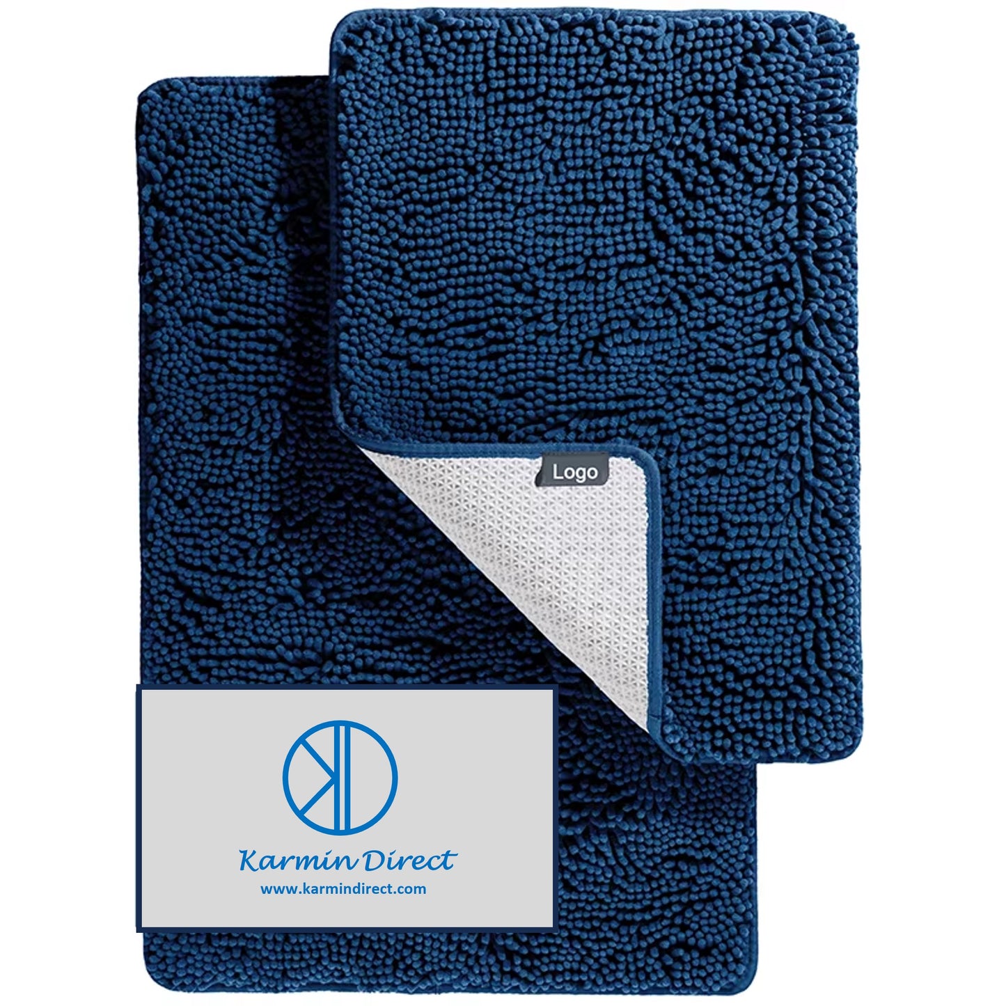 2pcs Bath Mat - Chenille Bath Rugs For Bathroom, Non-Slip Floor Mat With Rubber Backing