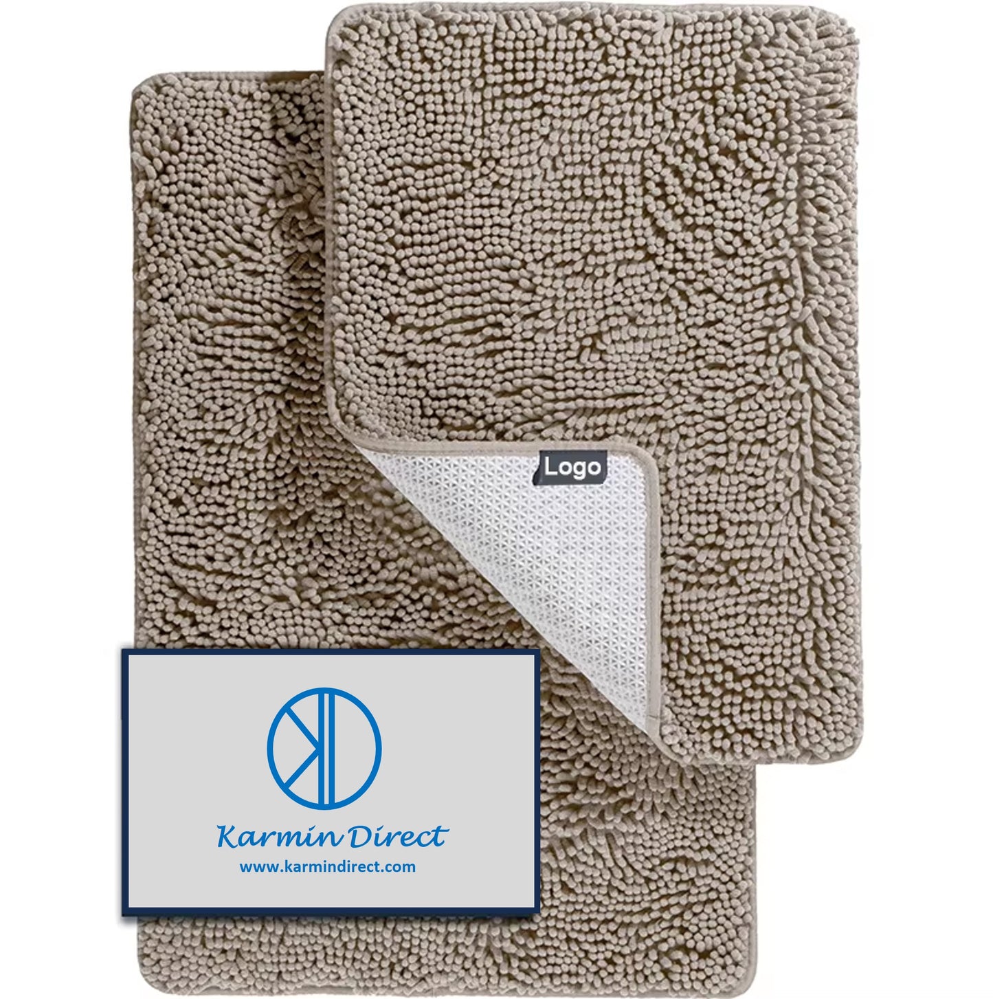 2pcs Bath Mat - Chenille Bath Rugs For Bathroom, Non-Slip Floor Mat With Rubber Backing