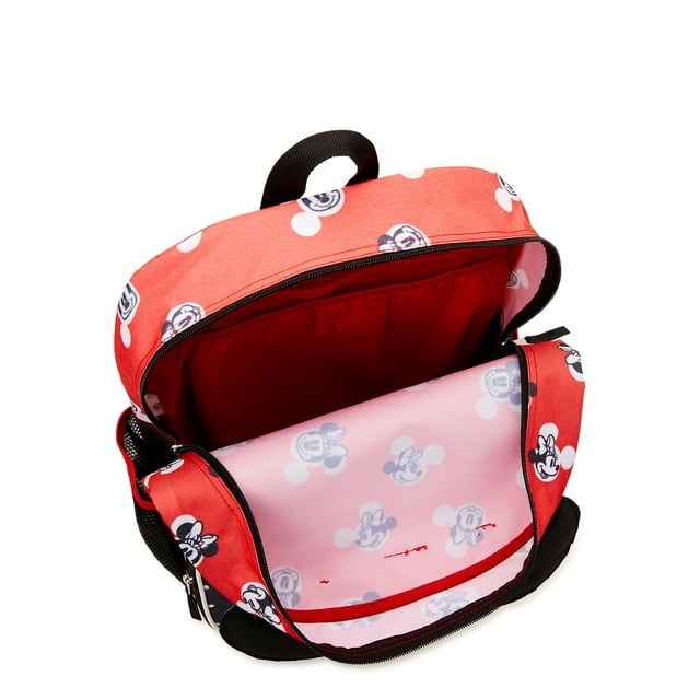 Minnie Mouse Kids Red & Black Polka Dot Bow Print 17" Laptop Backpack