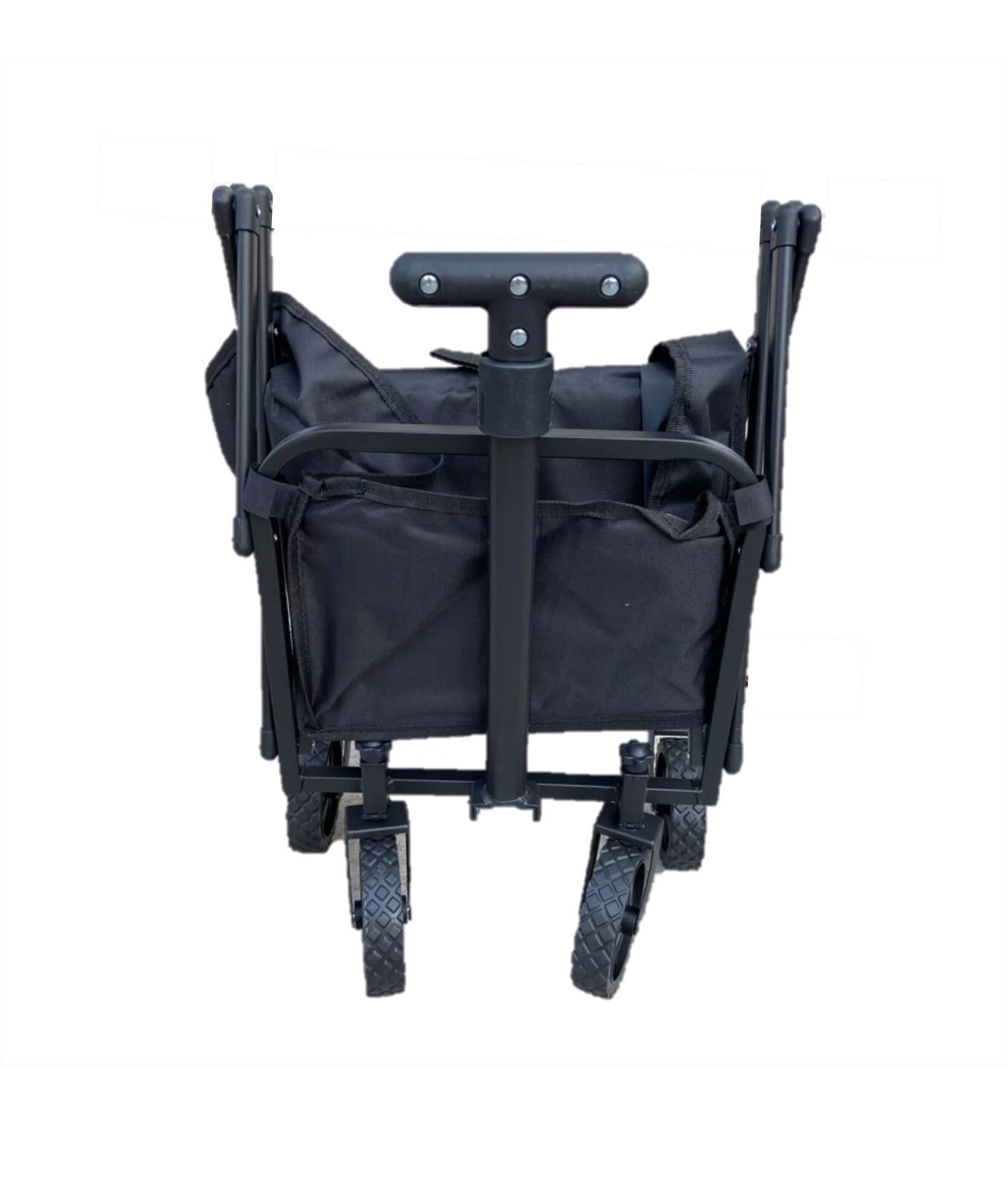 Folding Utility Wagon, Metal Frame, Adjustable Handle, Heavy Duty Collapsible