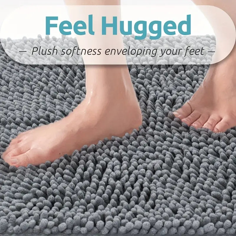 2pcs Bath Mat - Chenille Bath Rugs For Bathroom, Non-Slip Floor Mat With Rubber Backing