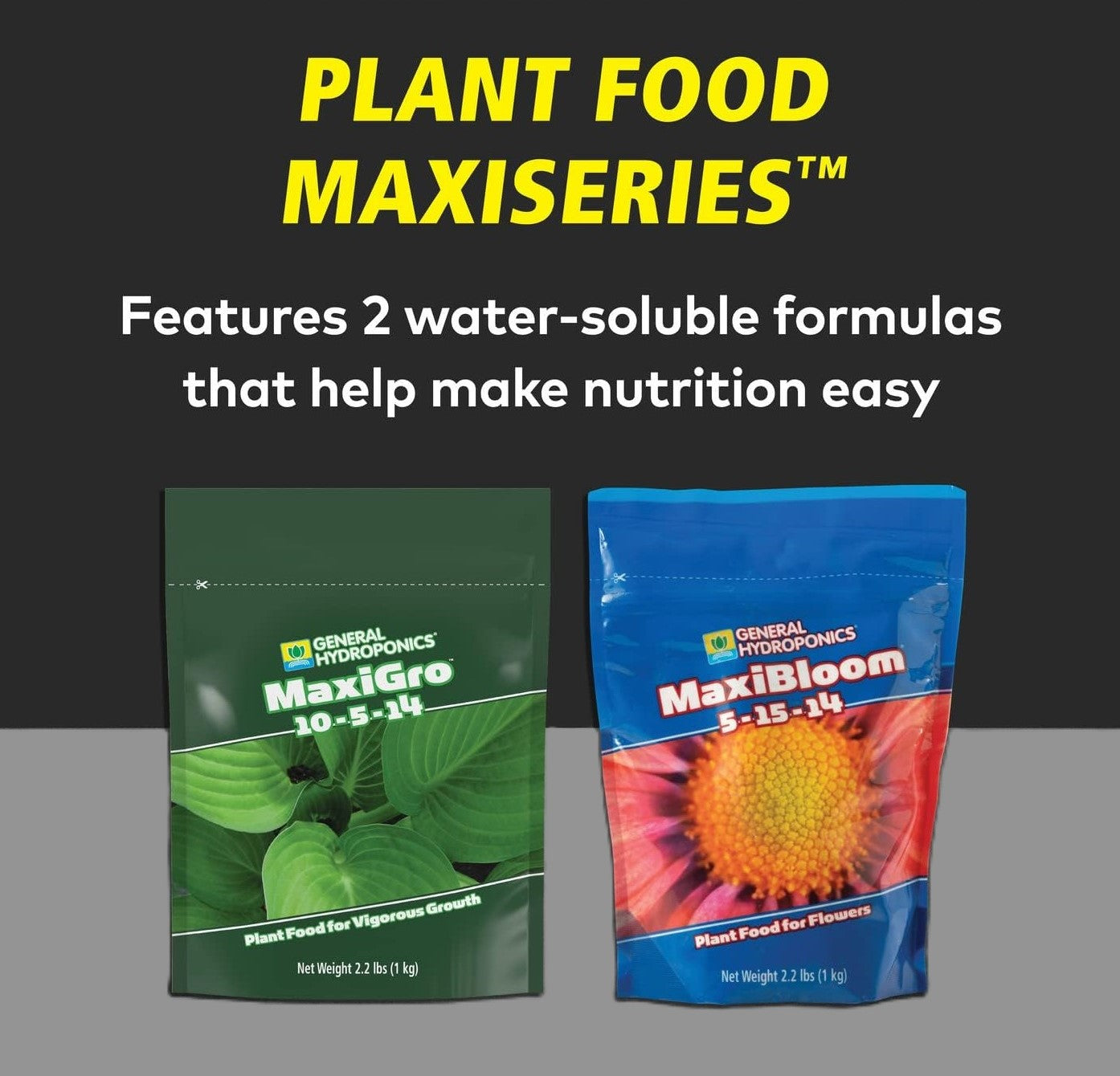 General Hydroponics Set of MaxiGro & MaxiBloom Plant Food 2.2 lbs
