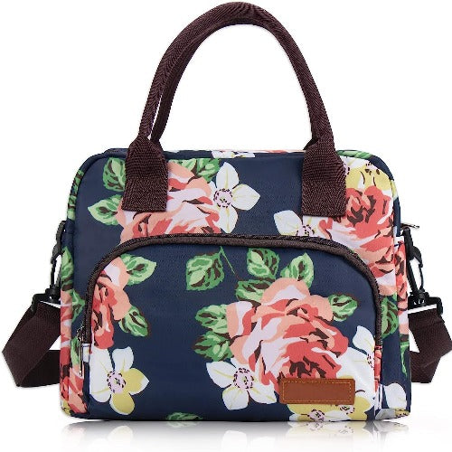 Insulated Lunch Bag Reusable with Zipper Lunch Tote Detachable Shoulder Strap Leakproof Snacks Organizer for Work Picnic Beach