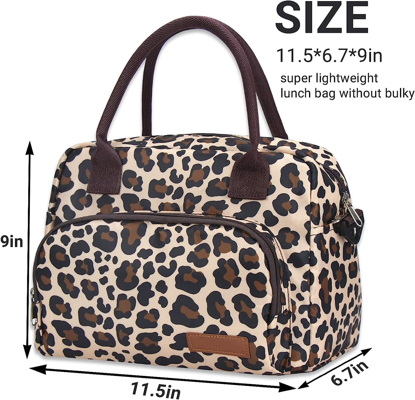 Insulated Lunch Bag Reusable with Zipper Lunch Tote Detachable Shoulder Strap Leakproof Snacks Organizer for Work Picnic Beach