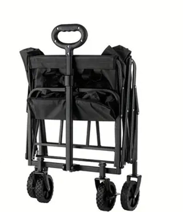 Folding Utility Wagon, Metal Frame, Adjustable Handle, Heavy Duty Collapsible
