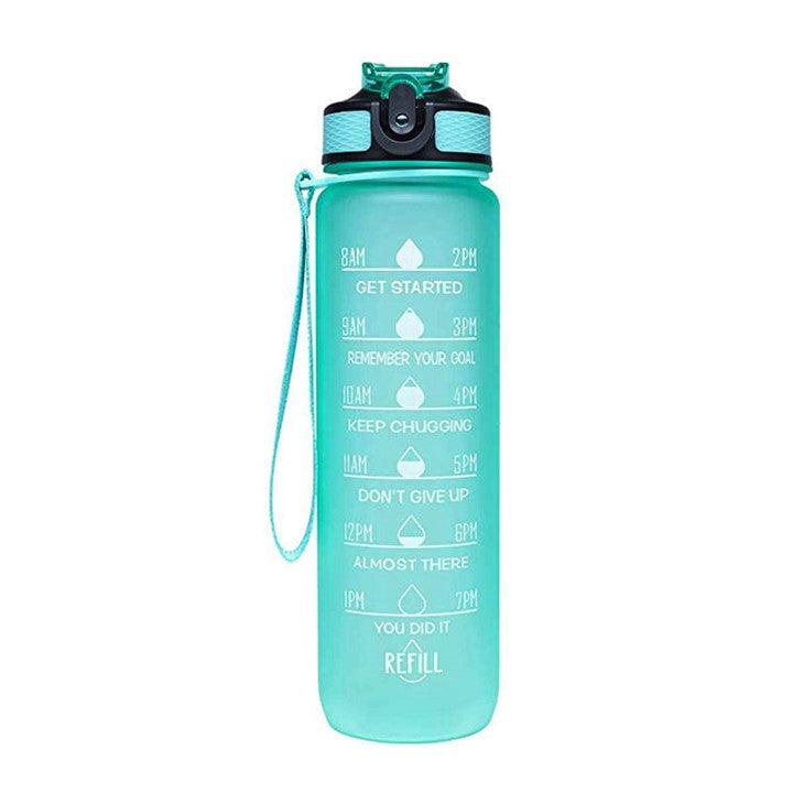 Motivational Water Bottle with Time Marker and Straw, 32 oz, Leakproof & One Hand Operation, Suitable for Fitness, Gym & Outdoor