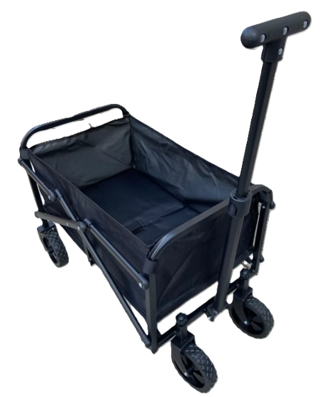 Folding Utility Wagon, Metal Frame, Adjustable Handle, Heavy Duty Collapsible