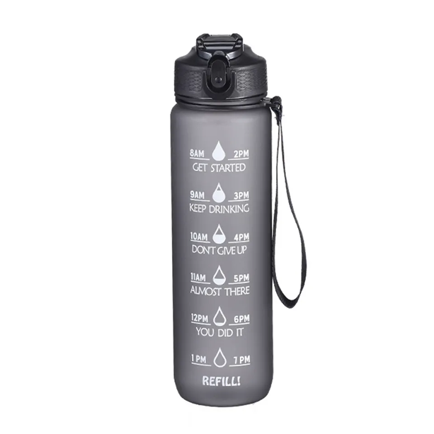 Motivational Water Bottle with Time Marker and Straw, 32 oz, Leakproof & One Hand Operation, Suitable for Fitness, Gym & Outdoor