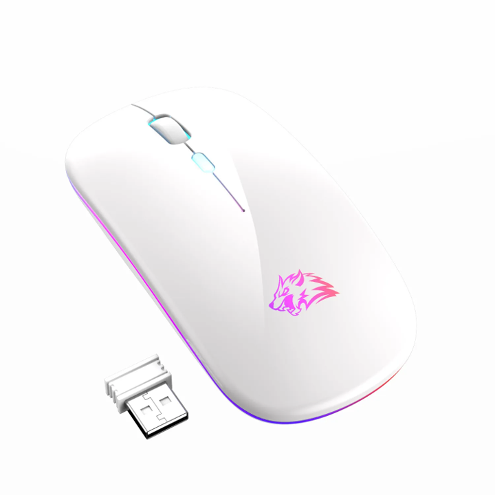 Rechargeable Wireless Mouse, LED Lights, Dual Mode 2.4GHz Bluetooth 5.0