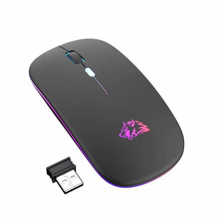 Rechargeable Wireless Mouse, LED Lights, Dual Mode 2.4GHz Bluetooth 5.0