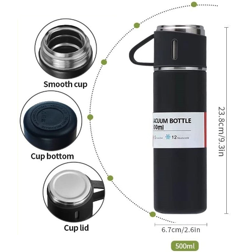 Vacuum Flask Set With 3 Cups